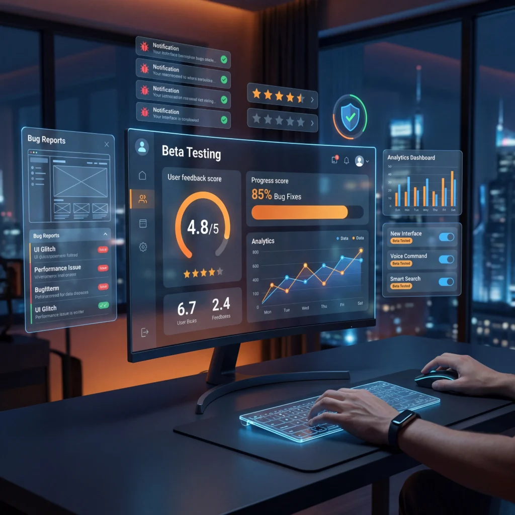 Beta Testing Metrics on a Futuristic Desktop